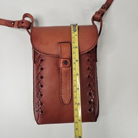 Montana West Genuine Leather Whipstitch Crossbody Micro Bag Red Leather Western - Picture 9 of 11